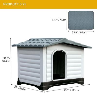 Show full view: Yitahome Double Door Outdoor Dog House with Porch, 43.7-in slide 3 of 6