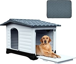 Yitahome Double Door Outdoor Dog House with Porch, 43.7-in