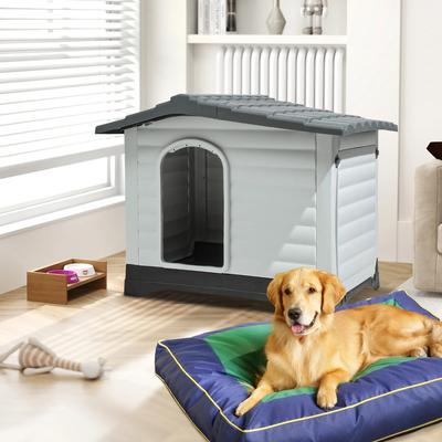 Show full view: Yitahome Double Door Outdoor Dog House with Porch, 43.7-in slide 5 of 6
