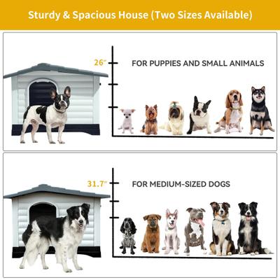 Show full view: Yitahome Double Door Outdoor Dog House with Porch, 43.7-in slide 4 of 6