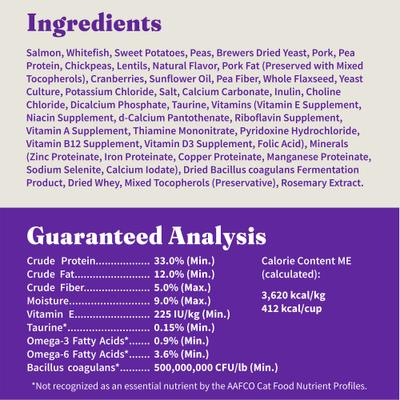 Show full view: Halo Holistic Indoor Wild-Caught Salmon & Whitefish Recipe Complete Digestive Health & Healthy Weight Support Grain-Free Adult Dry Cat Food, 6-lb bag slide 10 of 12