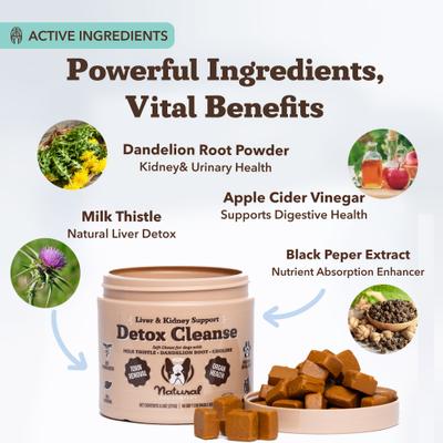 Show full view: Natural Dog Company Detox Cleanse, Liver & Kidney Support Chews for Dogs, 90 count slide 4 of 7