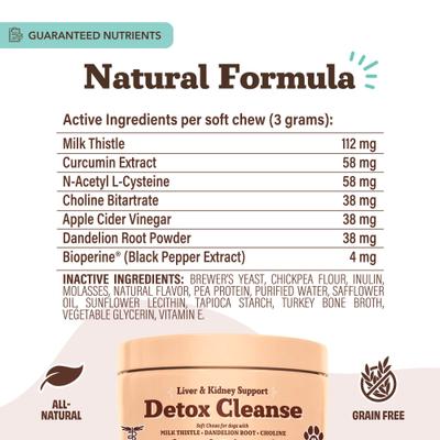 Show full view: Natural Dog Company Detox Cleanse, Liver & Kidney Support Chews for Dogs, 90 count slide 6 of 7