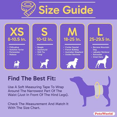 Show full view: PetsWorld Super Absorbent Comfort Fit Disposable Male Dog Wraps, 50 count, Small: 10.5 to 16-in slide 4 of 5