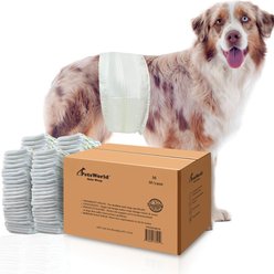 PetsWorld Super Absorbent Comfort Fit Disposable Male Dog Wraps, 50 count, Medium: 16 to 21-in