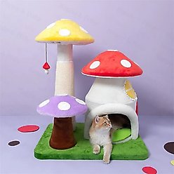 Happy & Polly Magic Mushroom 29-in Flannel Cat Tree, Red