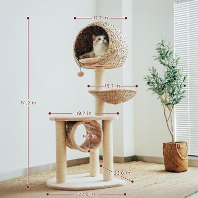 Show full view: Happy & Polly 51-in Natural Plush Cat Tree, Beige slide 6 of 8