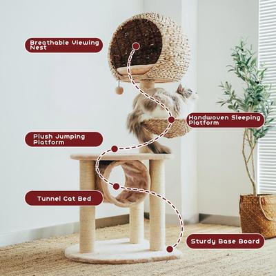 Show full view: Happy & Polly 51-in Natural Plush Cat Tree, Beige slide 2 of 8
