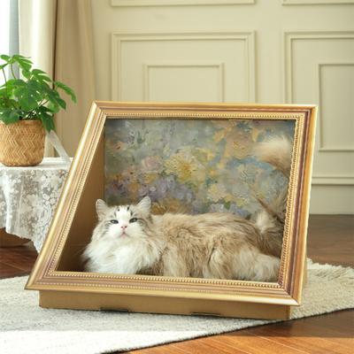 Show full view: Happy & Polly Retro Art Bloomy Flower Cat House with Scratcher slide 2 of 11