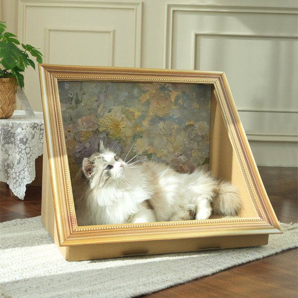 Show full view: Happy & Polly Retro Art Bloomy Flower Cat House with Scratcher slide 3 of 10