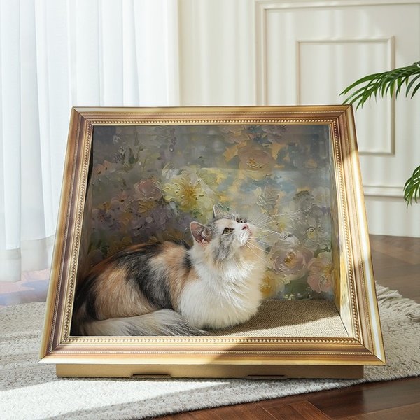 Show full view: Happy & Polly Retro Art Bloomy Flower Cat House with Scratcher slide 4 of 10