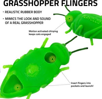 Show full view: Playology Chirping Grasshoppers Electronic Cat Toy, 2 count slide 2 of 7