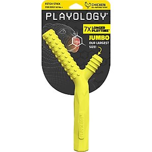 Playology Scented Fetch Stick Dog Toy, Jumbo, Chicken Scented