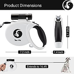 Happy & Polly 4-in-1 Retractable Dog Leash with Flashlight, 16-ft long, 1/2-in wide, White slide 2 of 5