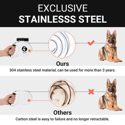 Show full view: Happy & Polly 4-in-1 Retractable Dog Leash with Flashlight, 16-ft long, 1/2-in wide, White slide 2 of 7