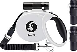 Happy & Polly 4-in-1 Retractable Dog Leash with Flashlight, 16-ft long, 1/2-in wide, White