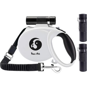 Happy & Polly 4-in-1 Retractable Dog Leash with Flashlight, 16-ft long, 1/2-in wide, White