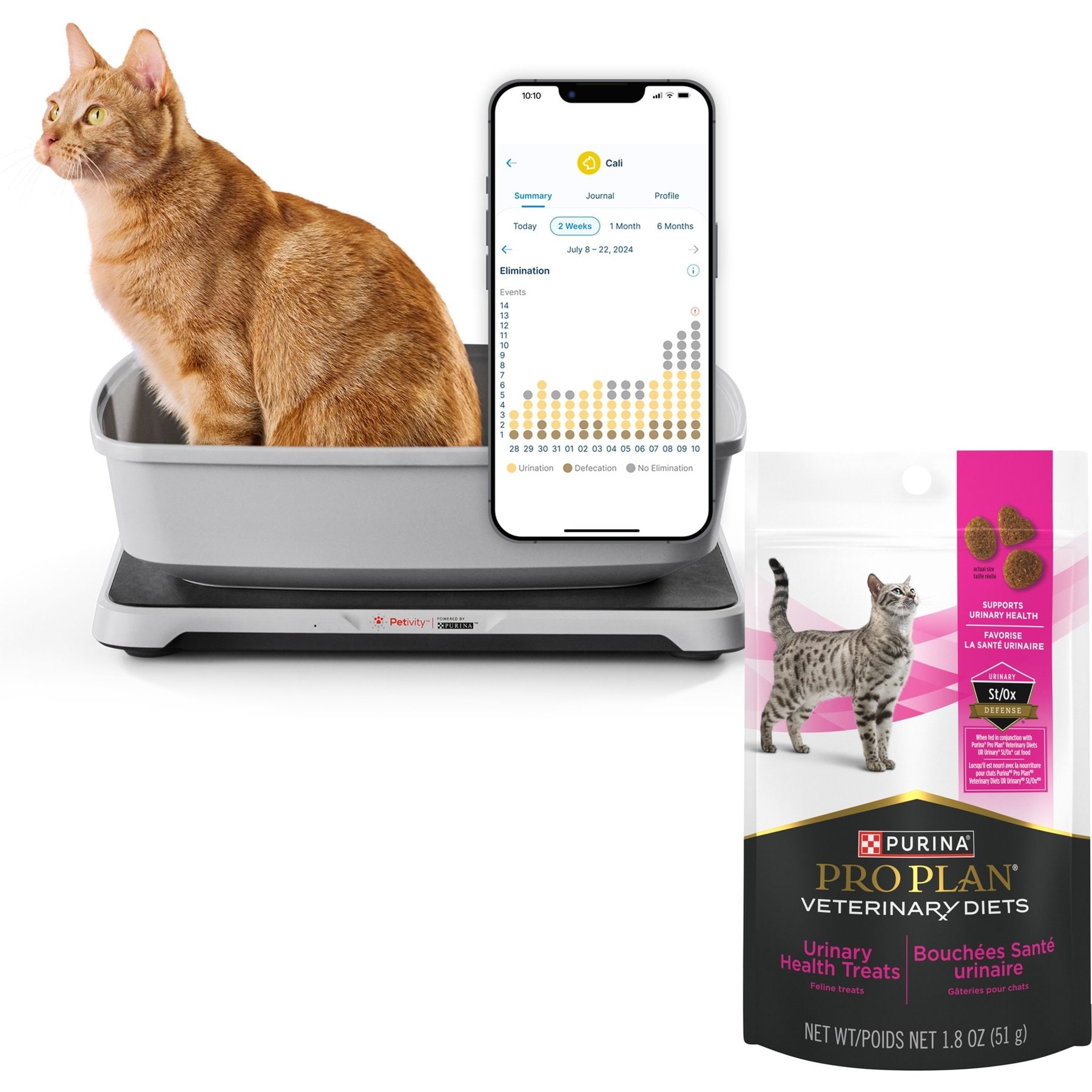 Purina Petivity Smart Litterbox Monitor System + Pro Plan Veterinary Diets Urinary Health Crunchy Cat Treats, 1.8-oz bag