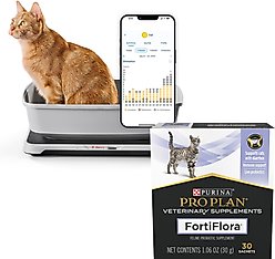 Purina Petivity Smart Litterbox Monitor System + Pro Plan Veterinary Diets FortiFlora Powder Digestive Supplement for Cats, 30 count