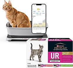 Purina Petivity Smart Litterbox Monitor System + Pro Plan Veterinary Diets UR Urinary St/Ox Savory Selects Variety Pack Wet Cat Food, 5.5-oz, case of 24