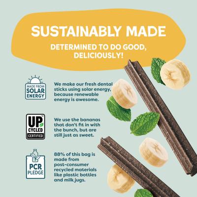 Show full view: Shameless Pets Dental Sticks Banana & Mint Dog Treats, 8 count slide 8 of 10