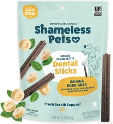 Shameless Pets Dental Sticks Banana & Mint Dog Treats, 8 count