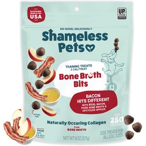 Shameless Pets Bacon & Bone Broth Dog Training Treats, 8-oz bag