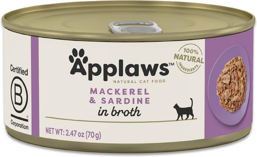 Show full view: Applaws Limited Ingredient Mackerel & Sardine in Broth Canned Wet Cat Food, 2.47-oz can, case of 24 slide 3 of 9