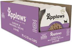 Applaws Sardine & Mackerel Recipe in Broth Wet Cat Food, 2.12-oz cup, case of 10