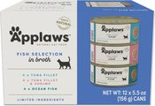 Applaws Fish Selection in Broth Variety Pack Wet Cat Food, 5.5-oz can, case of 12