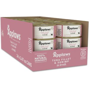 Applaws Tuna Fillet with Shrimp Canned Cat Food, 2.47-oz, case of 24