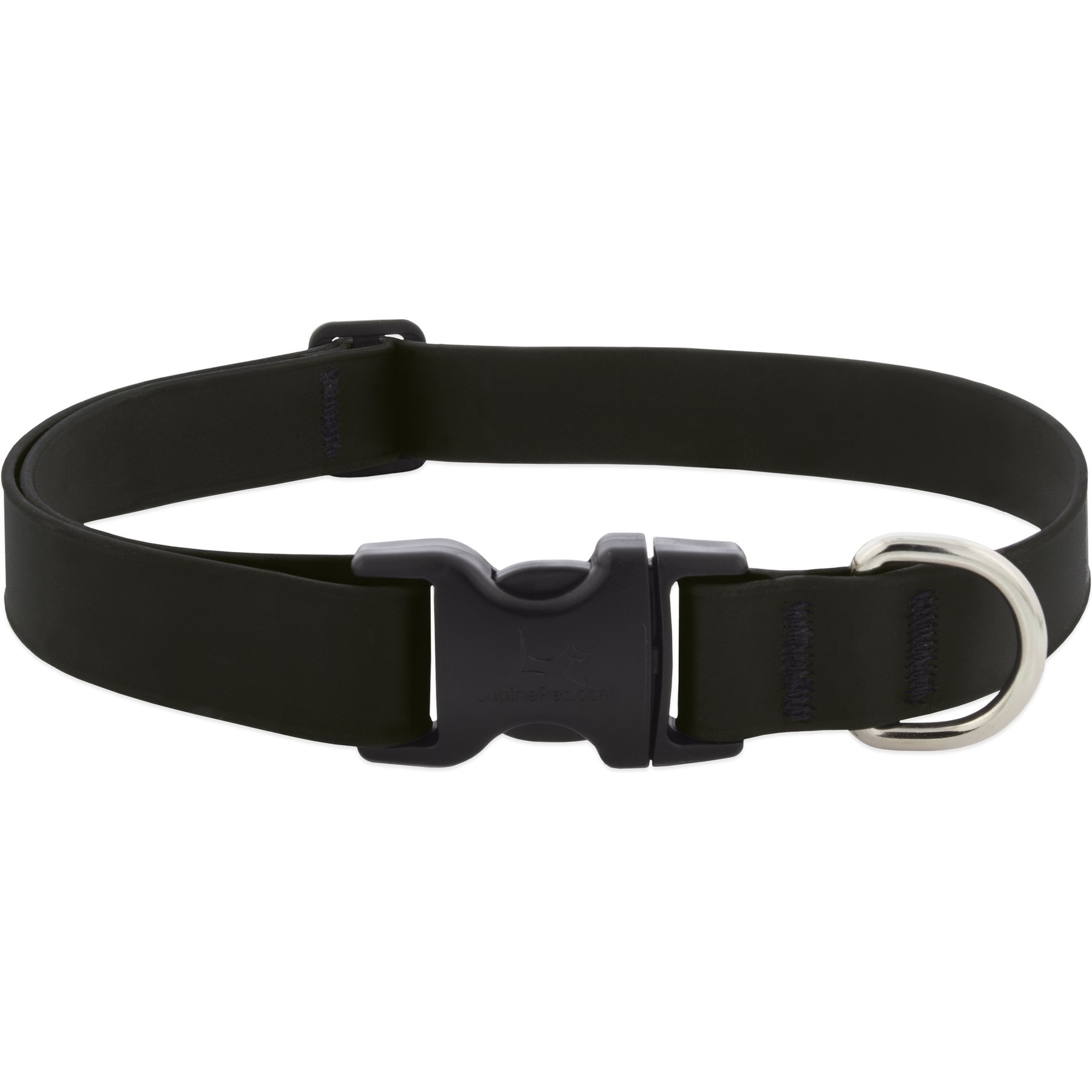 LupinePet Waterproof BioThane Standard Dog Collar, Jet Black, Medium: 12 to 20-in neck, 1-in wide