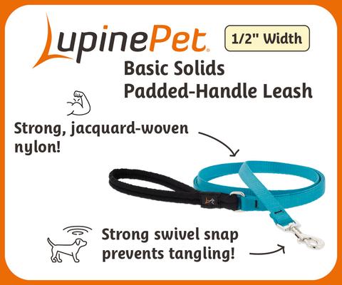 Show full view: LupinePet Basic Solid Padded Handle Dog Leash, Pink, Regular: 4-ft long, 1/2-in wide slide 3 of 5