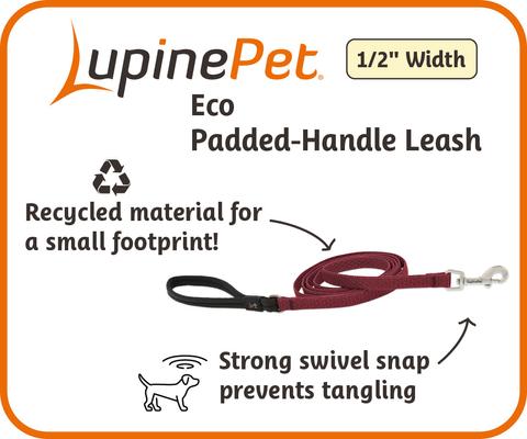 Show full view: LupinePet ECO Recycled Padded Handle Dog Leash, Moss, Regular: 6-ft long, 1/2-in wide slide 3 of 5