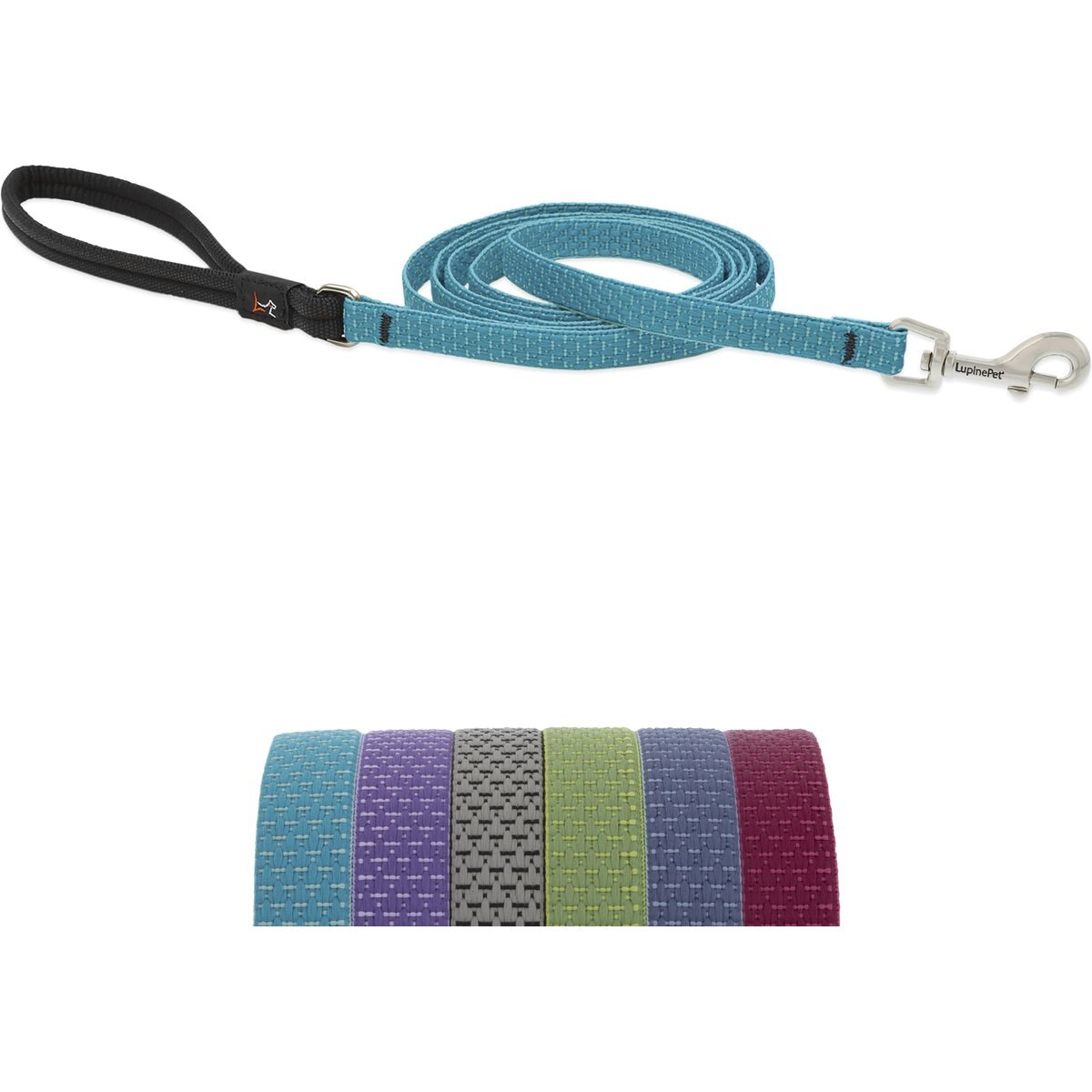 LupinePet ECO Recycled Padded Handle Dog Leash, Tropical Sea, Regular: 4-ft long, 1/2-in wide