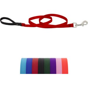 LupinePet Basic Solid Padded Handle Dog Leash, Red, Regular: 6-ft long, 1/2-in wide