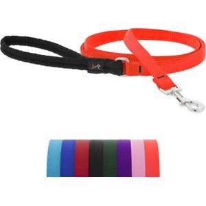LupinePet Basic Solid Padded Handle Dog Leash, Blaze Orange, Regular: 6-ft long, 1/2-in wide