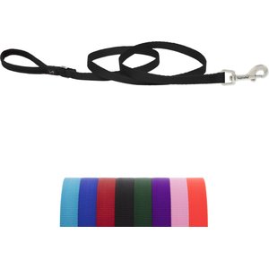 LupinePet Basic Solid Padded Handle Dog Leash, Black, Regular: 6-ft long, 1/2-in wide