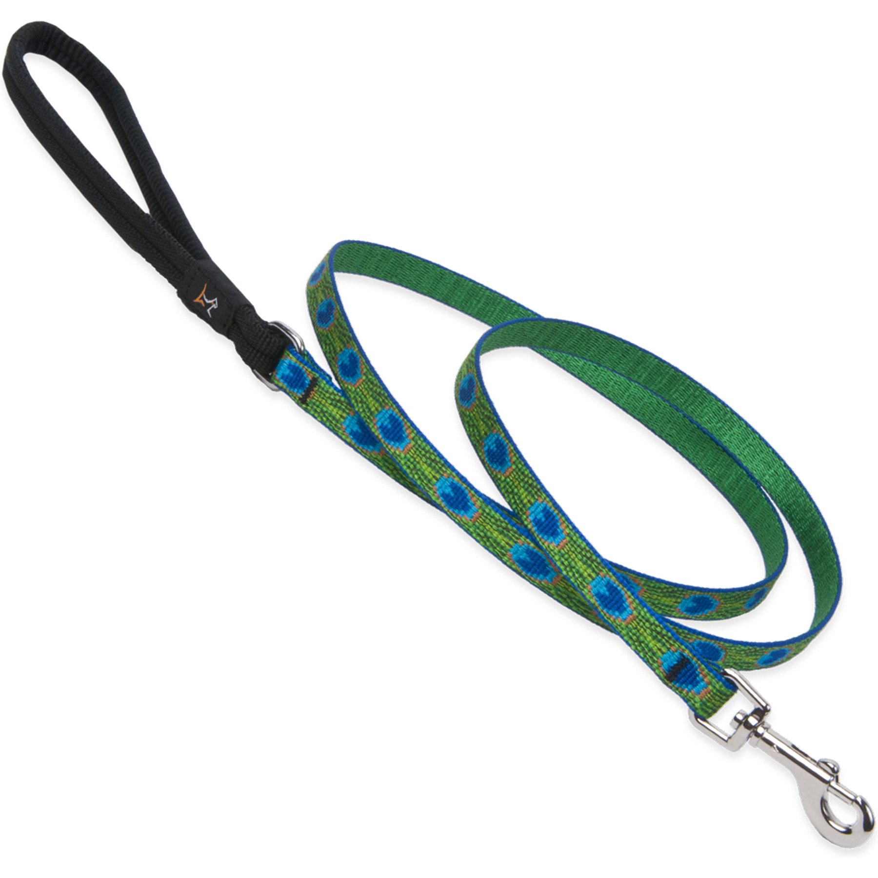LupinePet Padded Handle Small Dog & Cat Leash, Tail Feathers, Regular: 6-ft long, 1/2-in wide