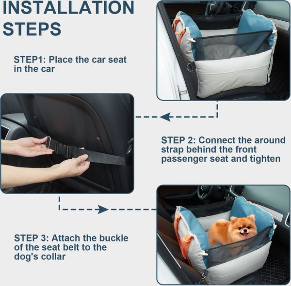 Ownpets 3-in-1 Dog Car Seat, Grey, Medium