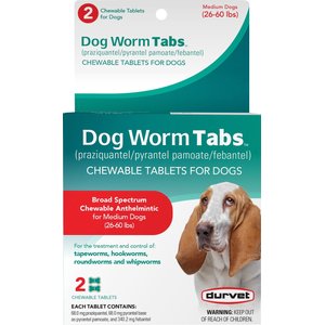 Durvet Worm Tabs for Medium Breed Dogs, 26 to 60-lbs, 2 count