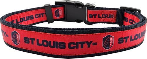 Show full view: Pets First MLS Team Satin Nylon Dog Collar, Large: 28-in neck, 1-in wide, St. Louis SC slide 2 of 5