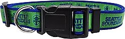 Pets First MLS Team Satin Nylon Dog Collar, Large: 28-in neck, 1-in wide, Seattle Sounders FC