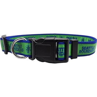 Pets First Pets First MLS Team Satin Nylon Dog Collar, Small: 12-in neck, 1-in wide, Seattle Sounders FC