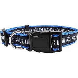 Pets First MLS Team Satin Nylon Dog Collar, Medium: 18-in neck, 1-in wide, Philadelphia Union