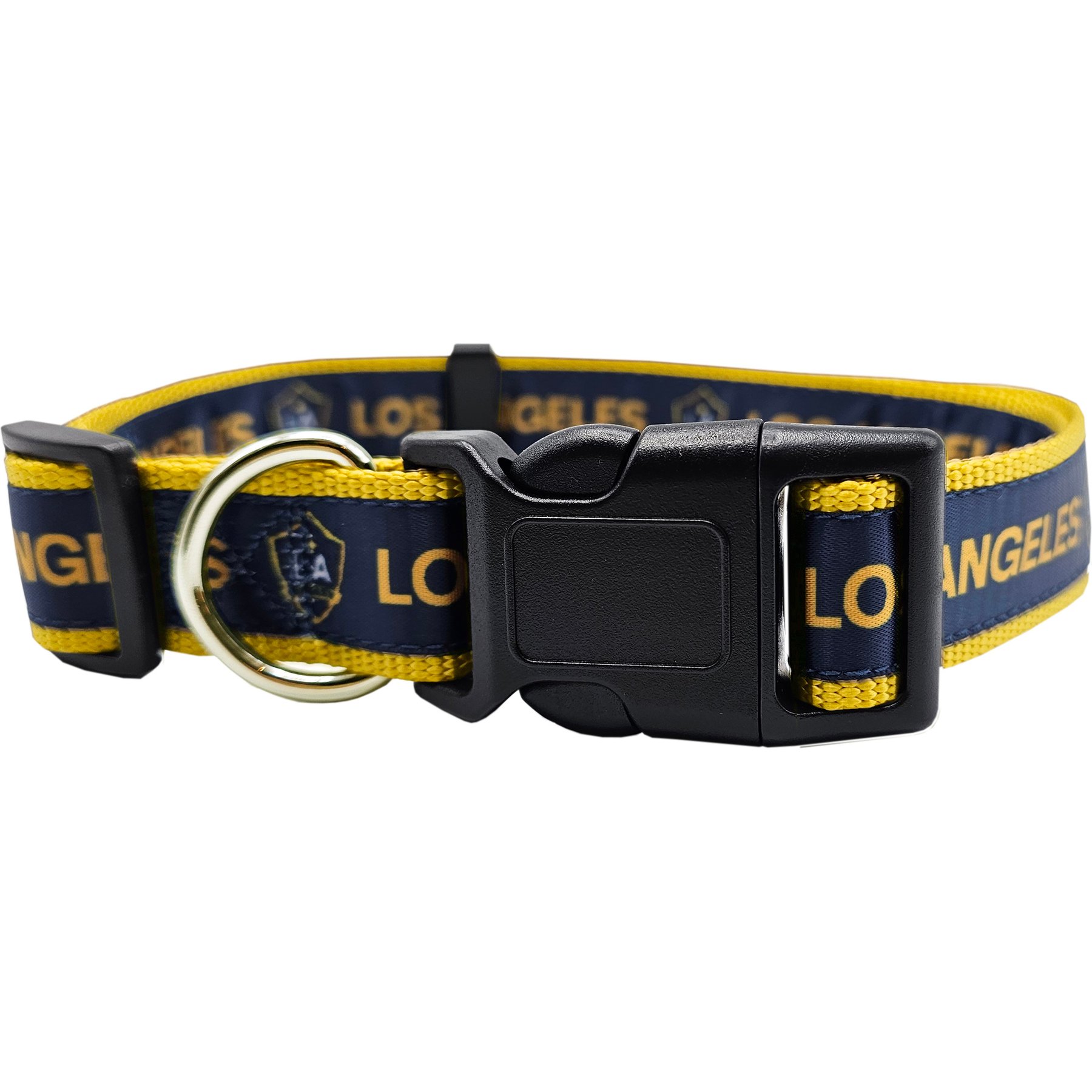 Pets First MLS Team Satin Nylon Dog Collar, Small: 12-in neck, 1-in wide, LA Galaxy