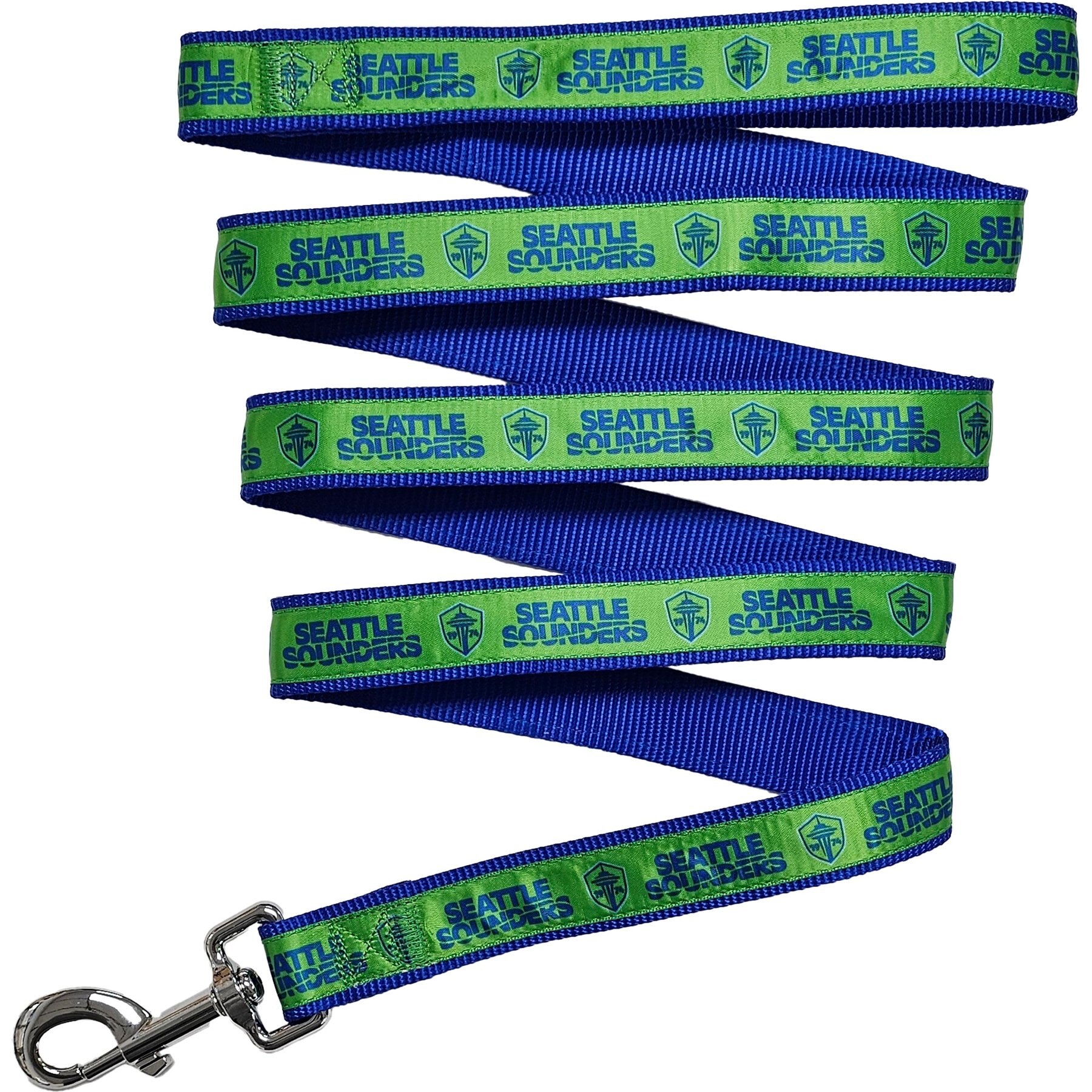 Pets First MLS Team Satin Nylon Dog Leash, Large: 6-ft long, 1-in wide, Seattle Sounders FC
