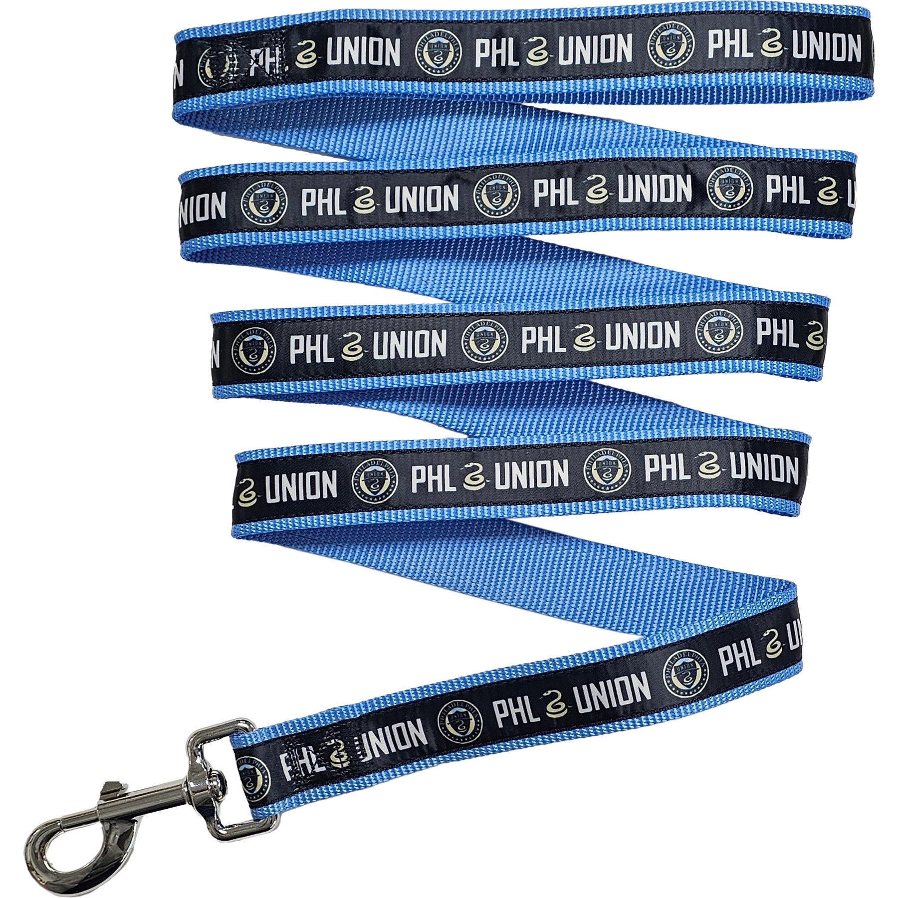 Pets First MLS Team Satin Nylon Dog Leash, Large: 6-ft long, 1-in wide, Philadelphia Union