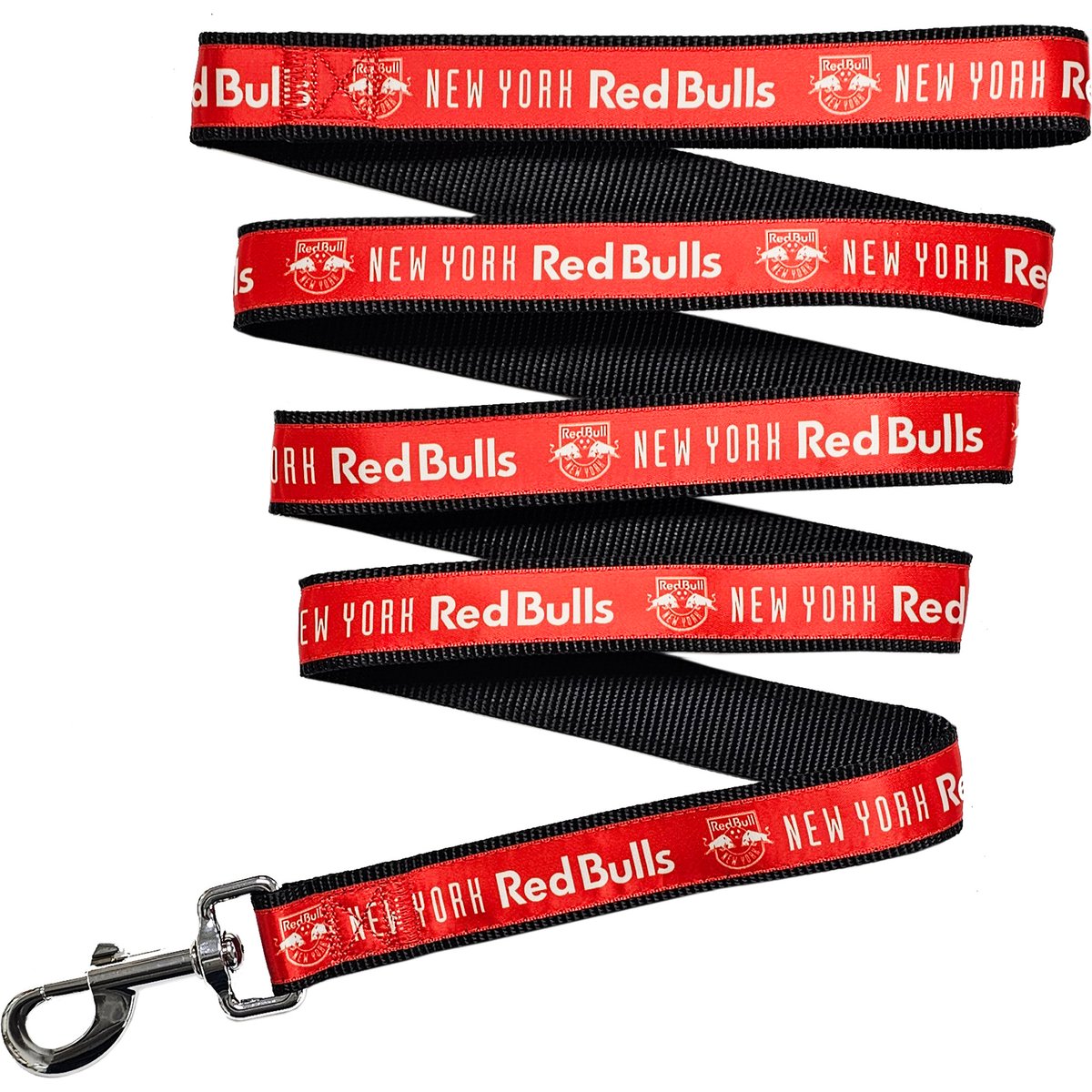 Pets First MLS Team Satin Nylon Dog Leash, Large: 6-ft long, 1-in wide, New York Red Bulls
