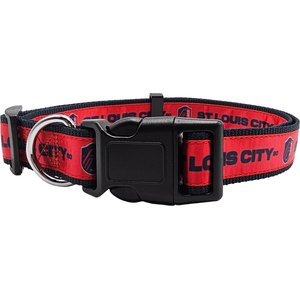 Pets First MLS Team Satin Nylon Dog Collar, Large: 28-in neck, 1-in wide, St. Louis SC